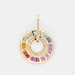 18k yellow gold multicolor rainbow diamond pendant