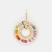 18k yellow gold multicolor rainbow diamond pendant