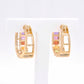 18K Gold Rainbow Gemstones Channel-set Diamond Hoop Earrings