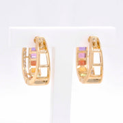 Rainbow Diamond Hoop Earrings