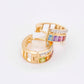 18K Gold Rainbow Gemstones Channel-set Diamond Hoop Earrings