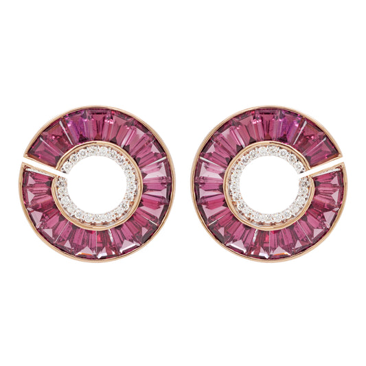 Rhodolite curve earrings 