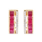 18K Gold Ruby Channel-set Diamond Hoop Earrings