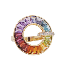 Circle Rainbow Diamond Ring
