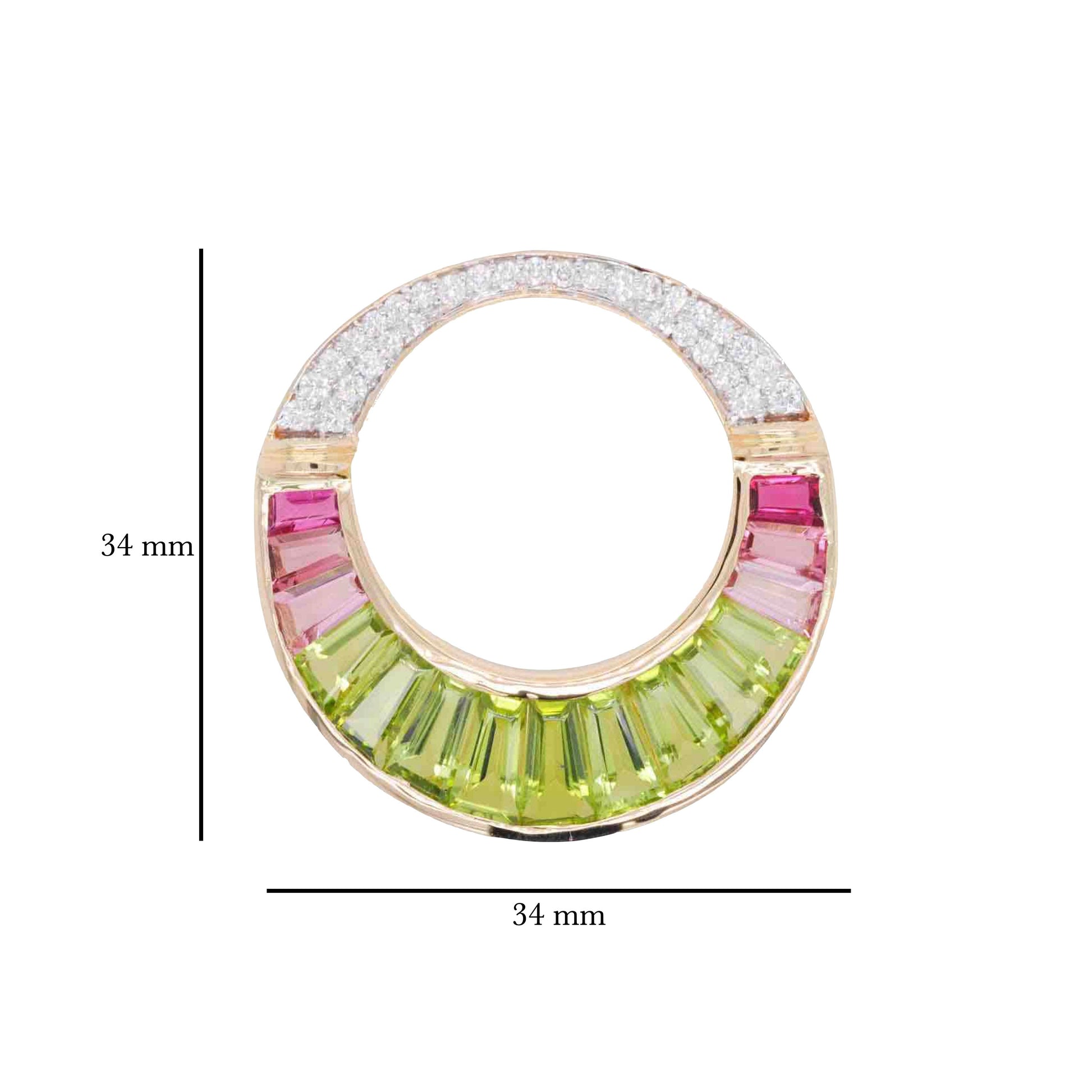 18K Gold Peridot Pink Tourmaline Cleopatra Diamond Pendant Necklace - Vaibhav Dhadda Jewelry