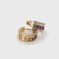 18K Gold Rainbow Gemstones Channel-set Diamond Hoop Earrings