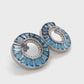 Circle Blue Topaz Curve Earrings