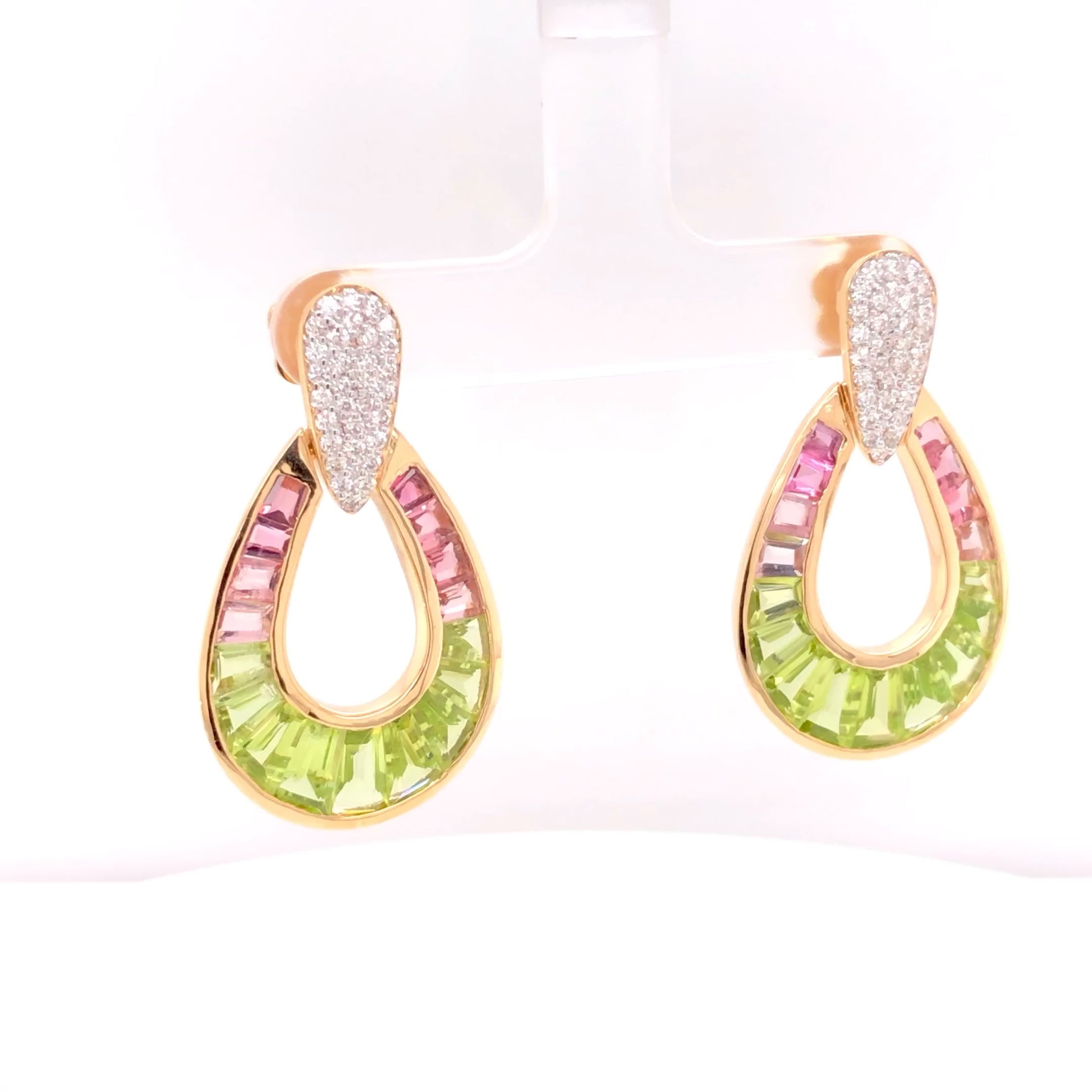 Buy raindrop dangle earrings with pink tourmaline