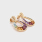 Boucles d'oreilles goutte de pluie en or 18 carats avec pierres précieuses baguette arc-en-ciel