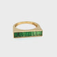 18K Gold Gradient Tsavorite Baguette Bar Ring