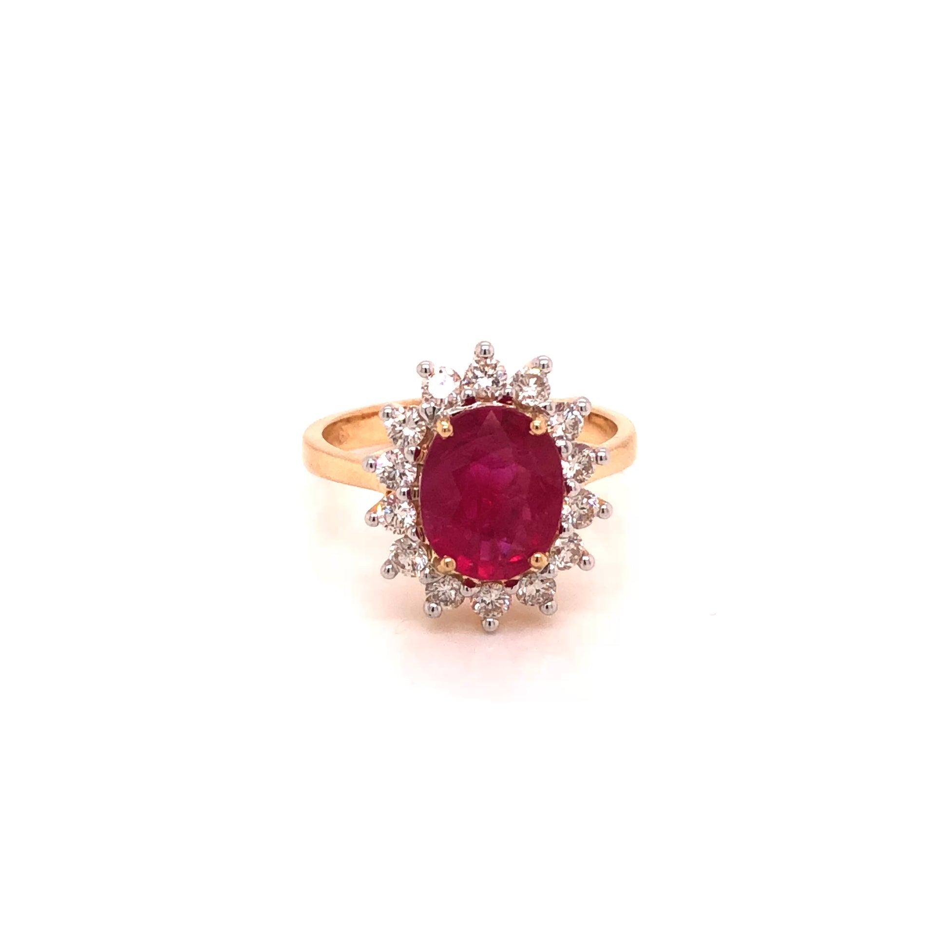 Oval Diamond Ruby Ring