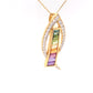 Diamond pendant with rainbow stones