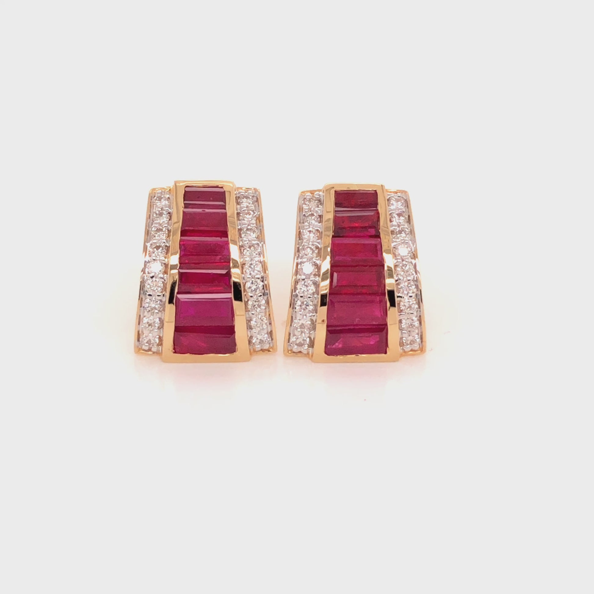 Ruby gemstone baguette studs