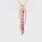 18K Gold Amethyst Baguette Diamond Sword Pendant Necklace