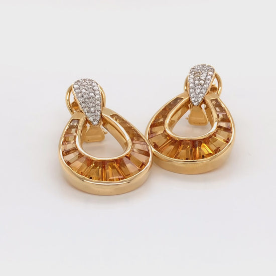 Baguette Diamond Dangle Drop Earrings