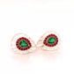 Crystal Carving Emerald Ruby Studs