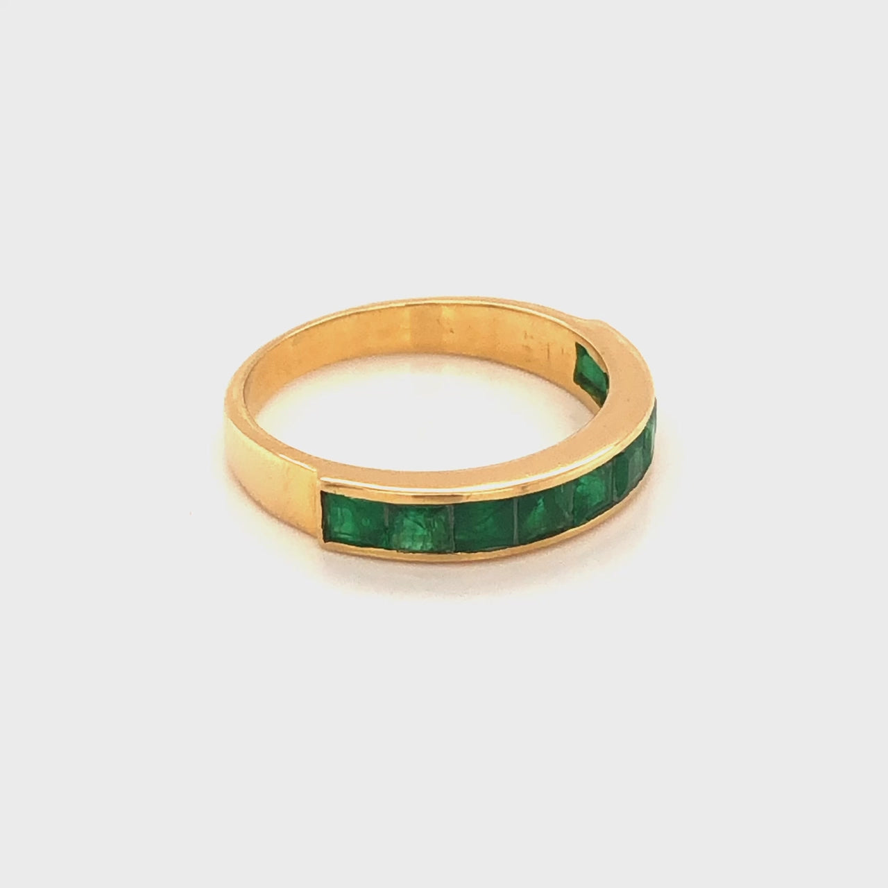 Zambian Emerald Half Band Ring