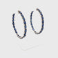 18K Gold Blue Sapphire Oval Hoop Earrings