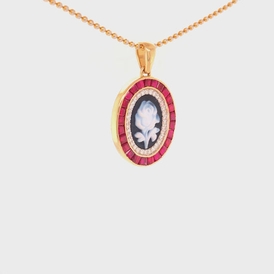 Flower cameo necklace
