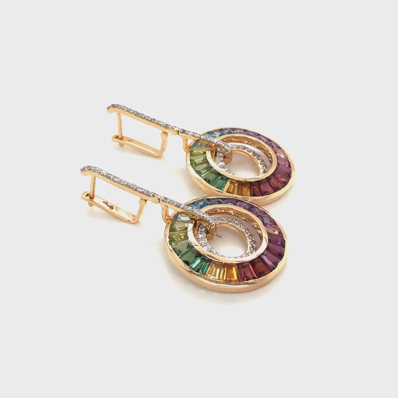 rainbow diamond earrings drop dangle