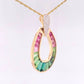 18K Gold Bi-Color Tourmaline Diamond Raindrop Pendant