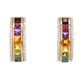 Boucles d'oreilles à tige en diamant et pierres précieuses arc-en-ciel en or 18 carats