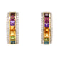 18K Gold Rainbow Gemstones Diamond Stud Earrings