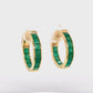 18k Gold Classic Square-Cut Emerald Hoop Earrings