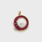 18K Gold Ruby Pearl Circular Pendant