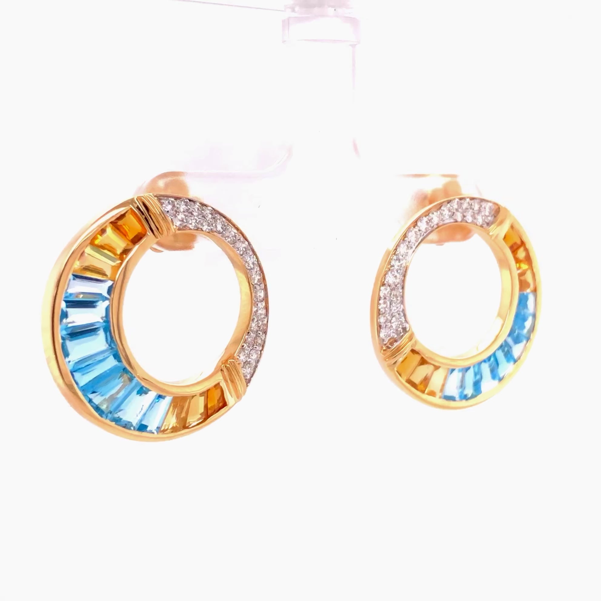 Stud Earrings in Blue & Citrine