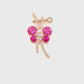 18K Gold Butterfly Pink Tourmaline Diamond Pendant Necklace