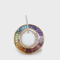 Rainbow Baguette Circle Pendant