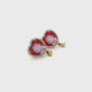 18K Gold Hand-carved Agate Flower Heart Stud Earrings