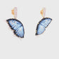 18K Gold Hand-Carved Agate Butterfly Diamond Dangle Drop Earrings