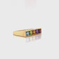 18K Gold Rainbow Gemstones Baguette Bar Ring