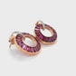 Circle Rhodolite Diamond Earrings