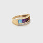 18K Gold Channel-Set Rainbow Gemstones Diamond Eternity Band Ring