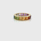 18K Gold Channel-Set Rainbow Gemstones Eternity Band Ring