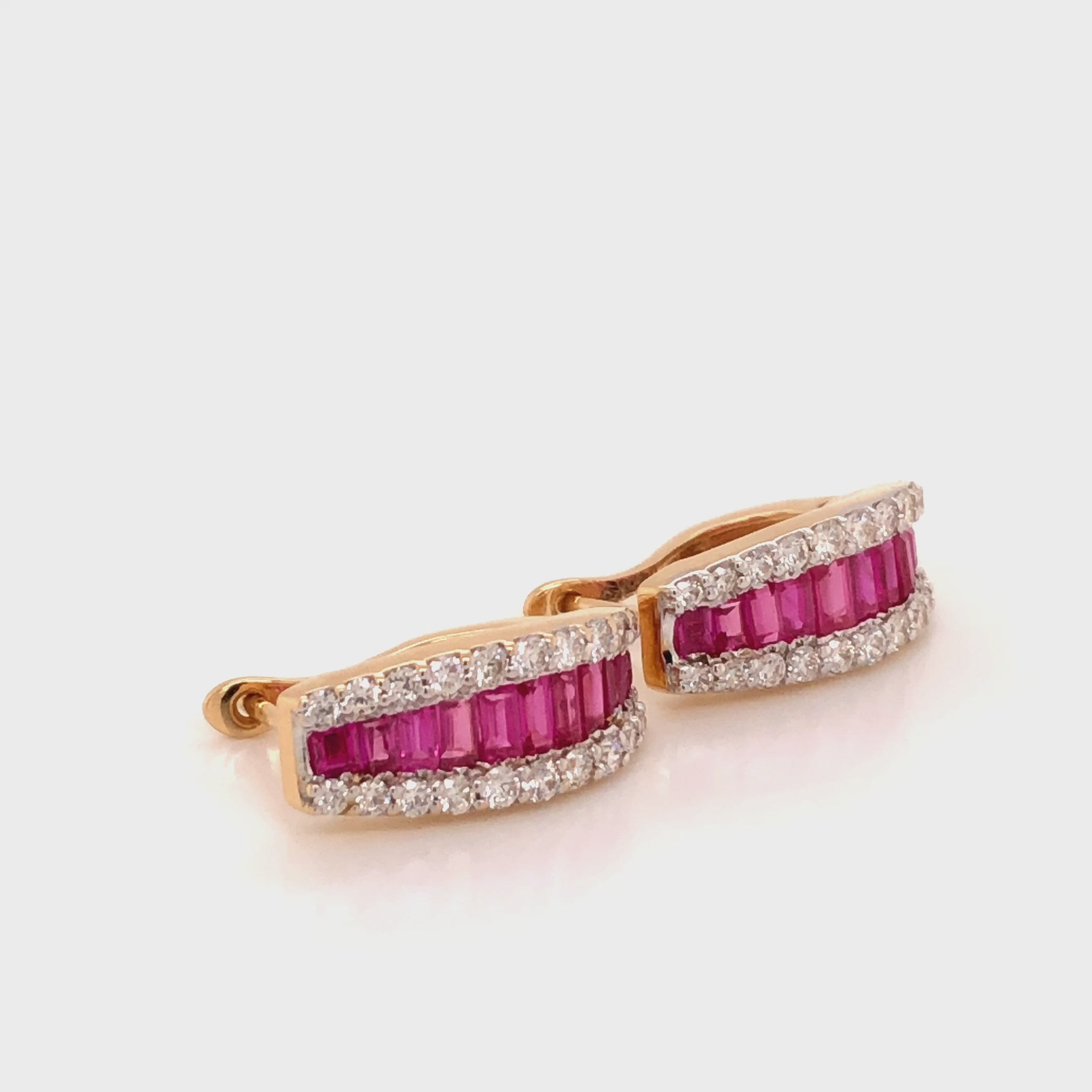 ruby and diamond huggie earrings