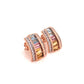 18K Gold Pyramid Rainbow Gemstones Diamond Stud Earrings