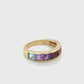 18K Gold Channel-Set Rainbow Gemstones Eternity Half Band Ring