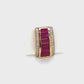 18K Gold Ruby Art Deco Pyramid Diamond Pendant Necklace