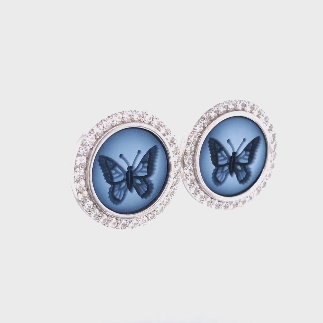 Butterfly Intaglio earrings with diamonds