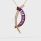 18K Gold "D" Channel-Set Amethyst Diamond Pendant Brooch