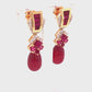 18K Gold Rubellite Citrine Tourmaline Dangle Drop Earrings