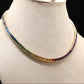 Yellow Gold Rainbow Gemstones Tennis Necklace