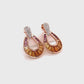 18K Gold Citrine Pink Tourmaline Diamond Doorknocker Earrings
