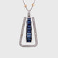 18K Gold Art Deco Channel-Set Blue Sapphire Diamond Pendant Necklace
