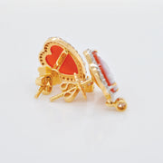 Cameo Flower Heart Stud Earrings