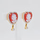 Cameo Flower Heart Stud Earrings